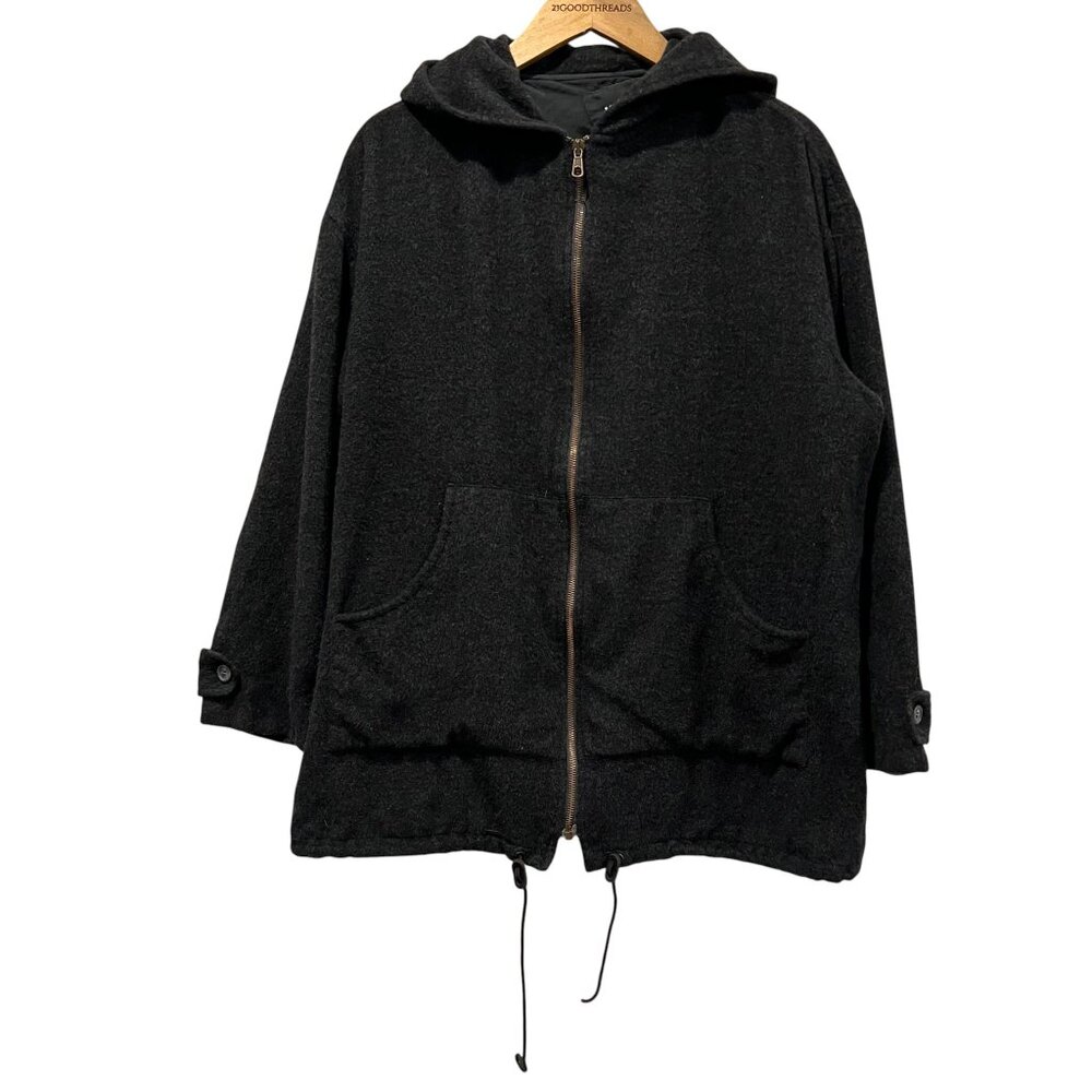 Kors Vtg Wool Zip Hooded Jacket, Lined, Charcoal, M